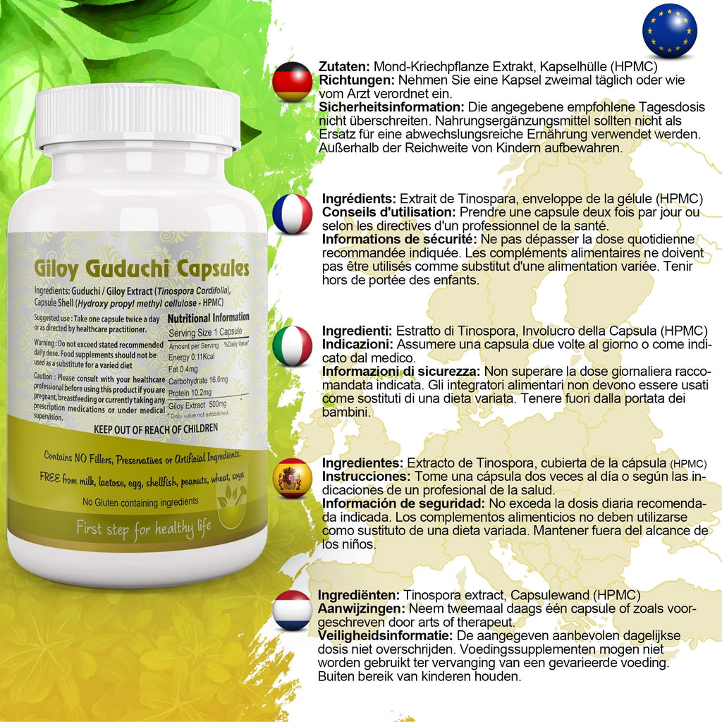 Aushadh Guduchi with Amla Capsules (Giloy, Tinospora Cordifolia) Immune Wellness & Antioxidant Support - Vegan, Gluten Free, Non-GMO, 60 Capsules