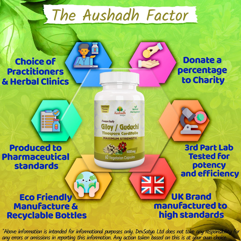 Aushadh Guduchi with Amla Capsules (Giloy, Tinospora Cordifolia) Immune Wellness & Antioxidant Support - Vegan, Gluten Free, Non-GMO, 60 Capsules