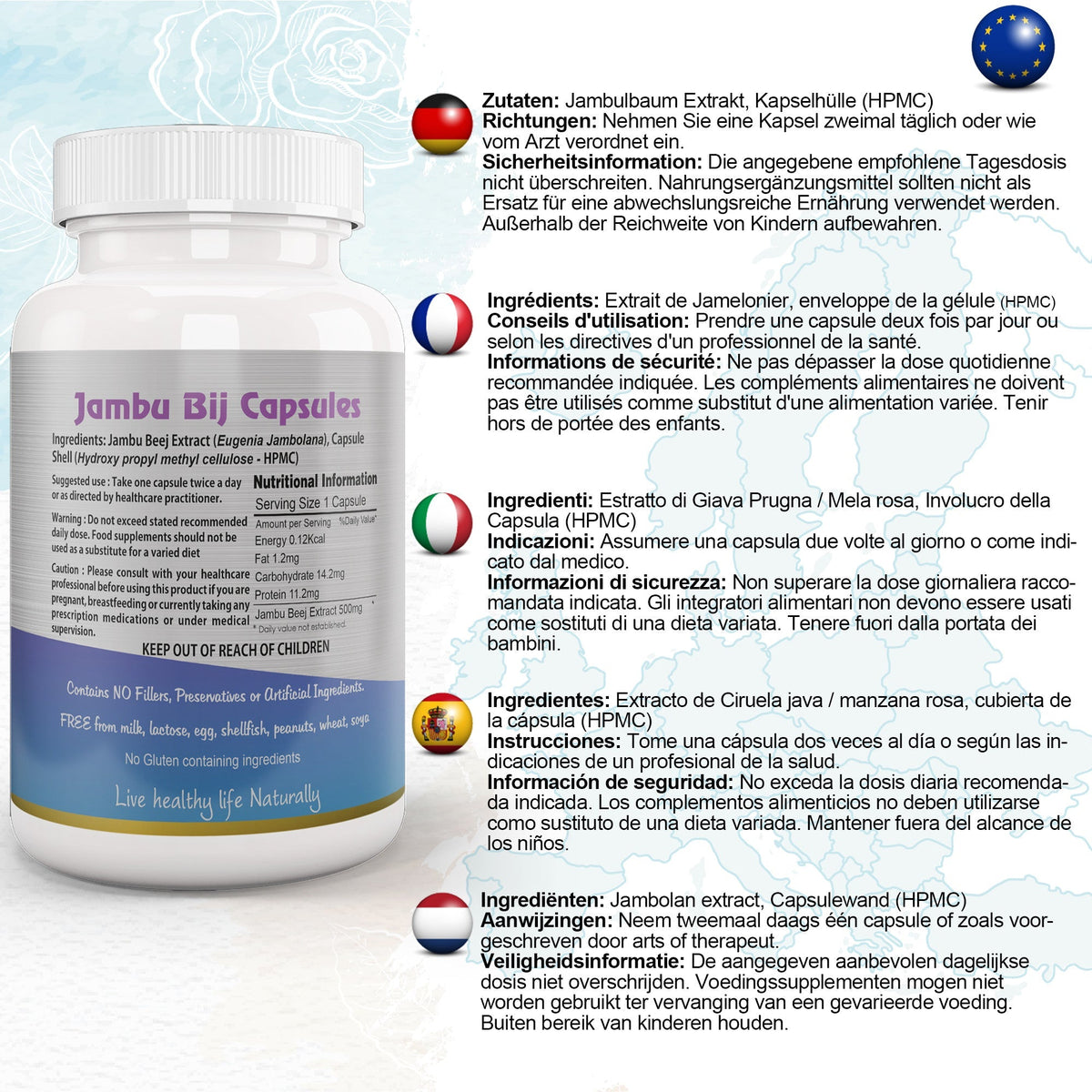 Ayushya Jambu Bij Capsules (Jamun) Glucose Wellness Support - Vegan, Gluten Free, Non-GMO, 60 Capsules