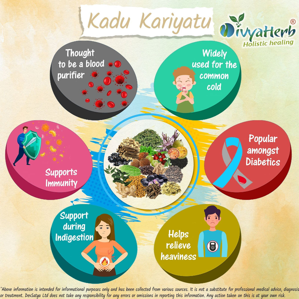 DivyaHerb Kadu Kariyatu Powder 100 gram - Daily Wellness Support