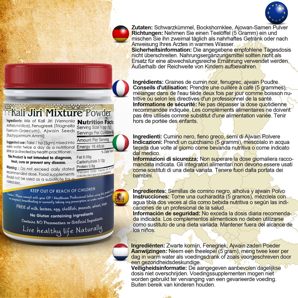 DivyaHerb Kali Jiri Mixture Powder 100 gram - Daily Wellness Support