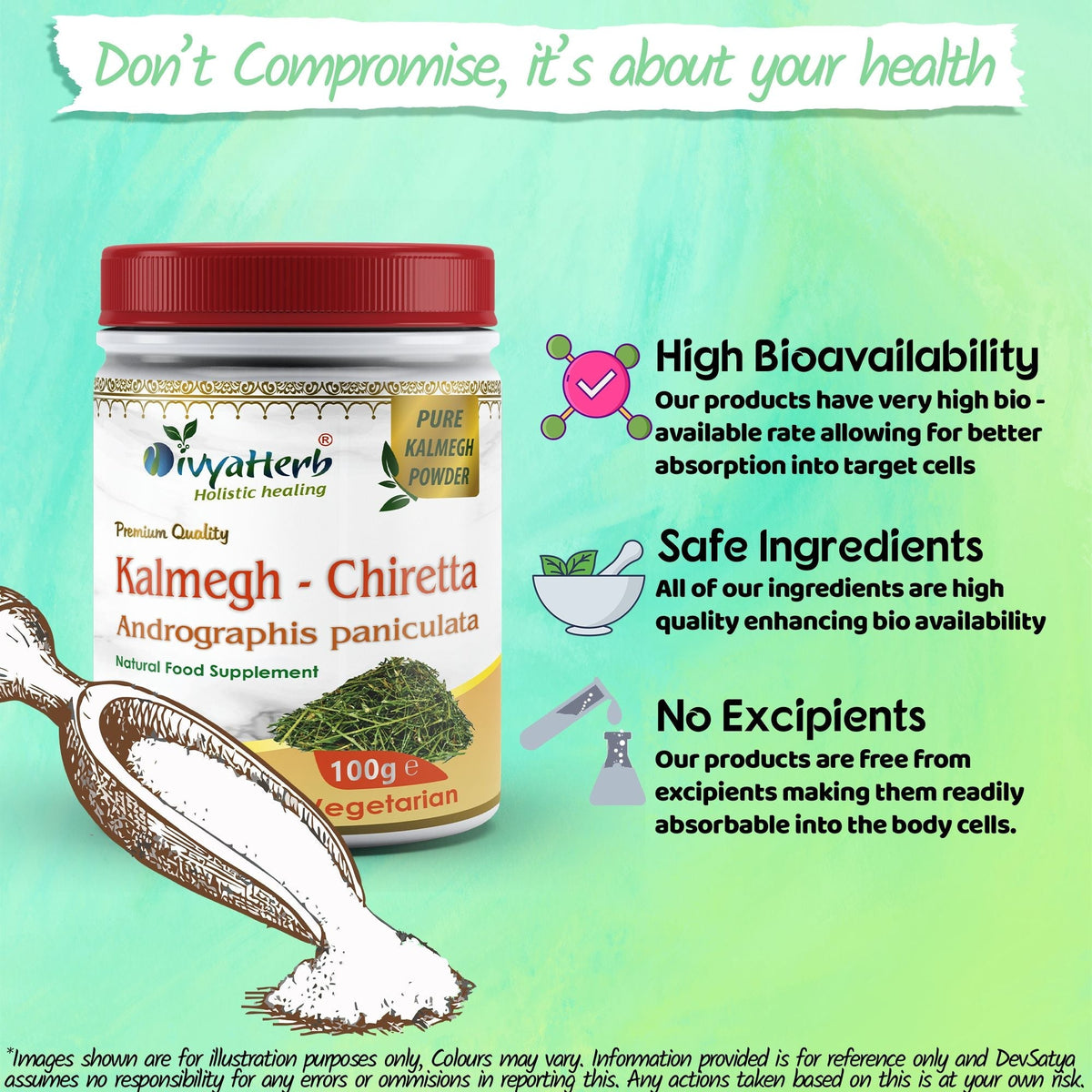 DivyaHerb Kalmegh Powder 100 gram - Daily Wellness Support