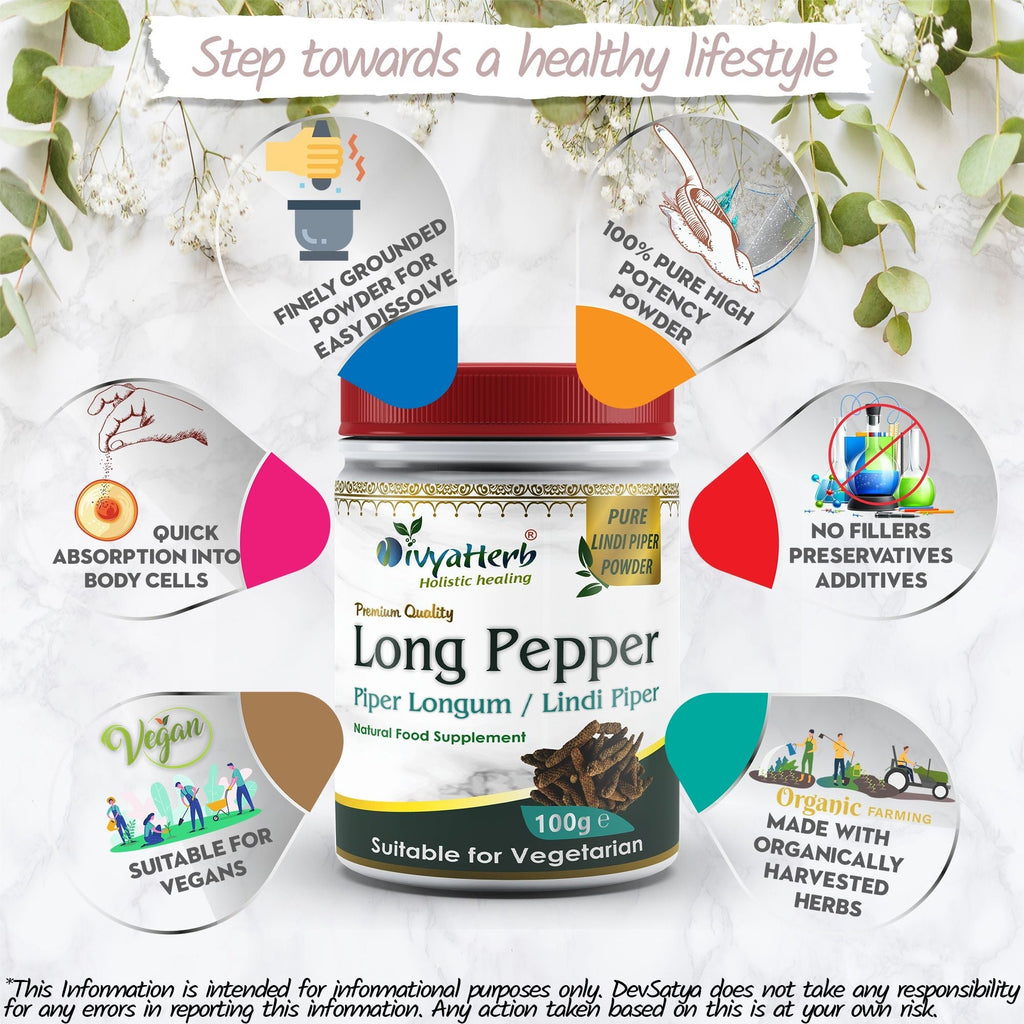 DivyaHerb Piper Longum Powder 100 gram - Digestive Comfort Support