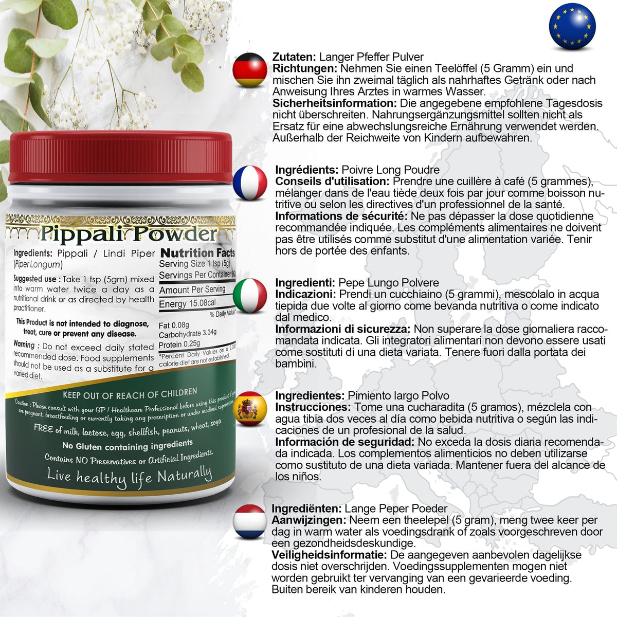DivyaHerb Piper Longum Powder 100 gram - Digestive Comfort Support
