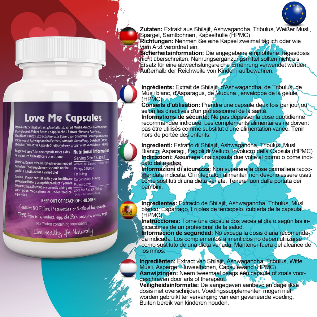 Ayushya Love Me Capsules (Vitality Blend) Vitality & Stamina Support - Vegan, Gluten Free, Non-GMO, 60 Capsules