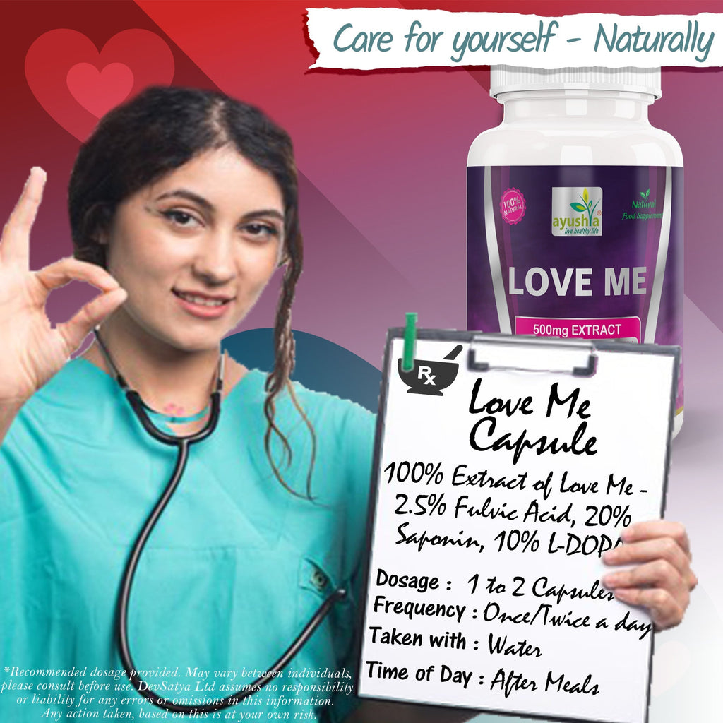Ayushya Love Me Capsules (Vitality Blend) Vitality & Stamina Support - Vegan, Gluten Free, Non-GMO, 60 Capsules