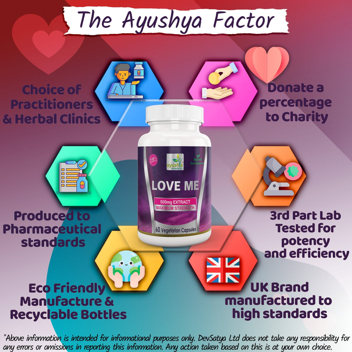Ayushya Love Me Capsules (Vitality Blend) Vitality & Stamina Support - Vegan, Gluten Free, Non-GMO, 60 Capsules