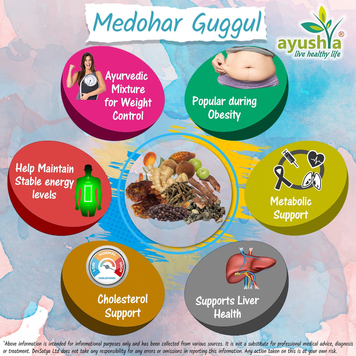 Ayushya Medohar Guggul Capsules (Wellness Guggul) Healthy Weight Support - Vegan, Gluten Free, Non-GMO, 60 Capsules