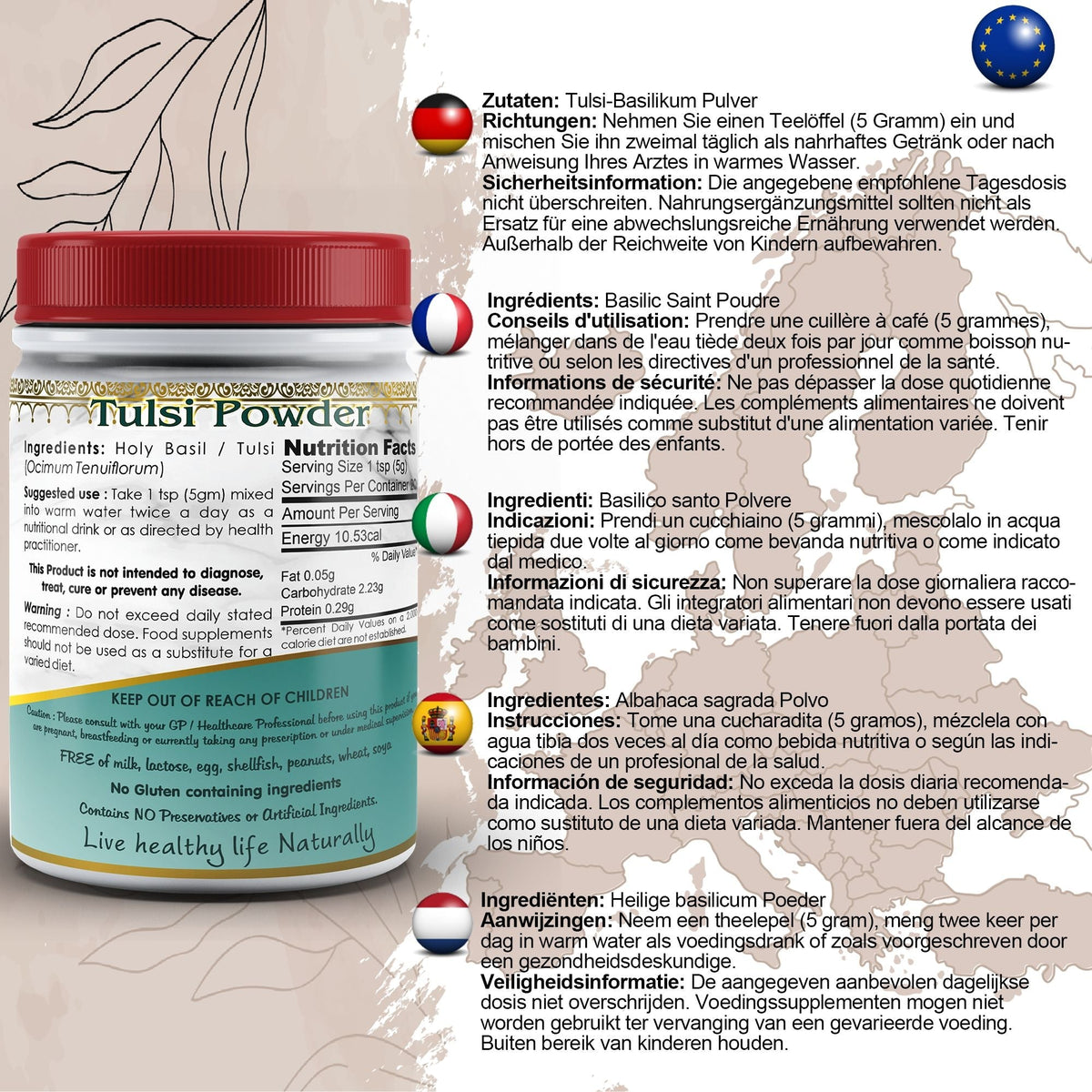 DivyaHerb Holy Basil Powder 100 gram - Seasonal Wellness Support