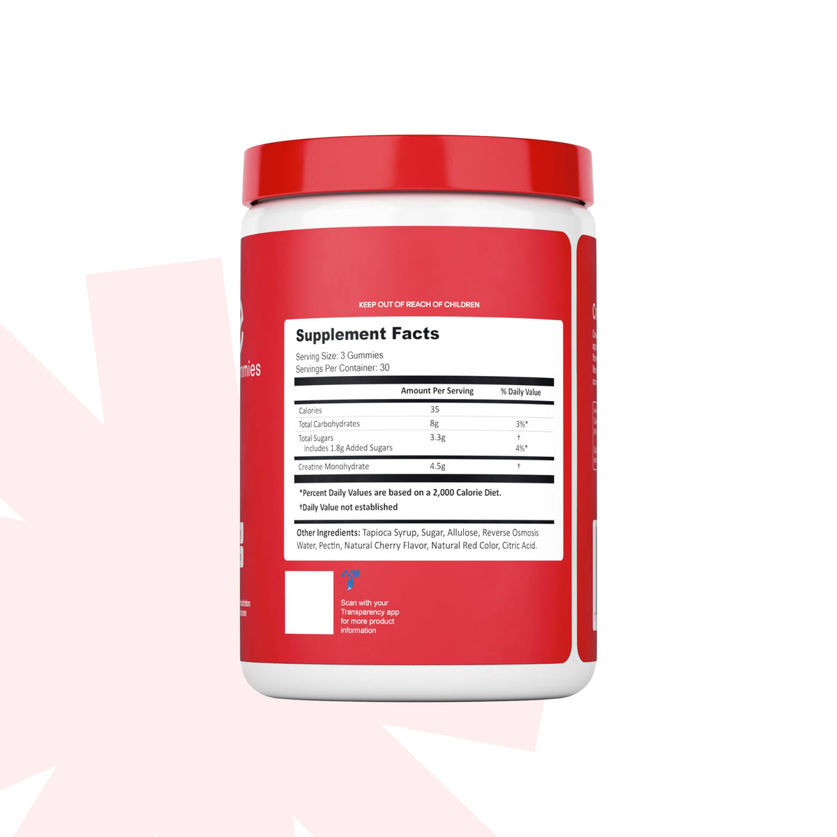 Create Creatine Monohydrate Gummies – 1.5g Per Gummy, Sour Cherry, Vegan, Gluten‑Free
