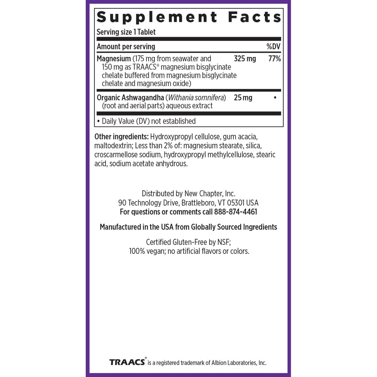 New Chapter Magnesium + Ashwagandha Supplement - 325 mg, 60 ct, 2-Month Supply | 2.5x Absorption