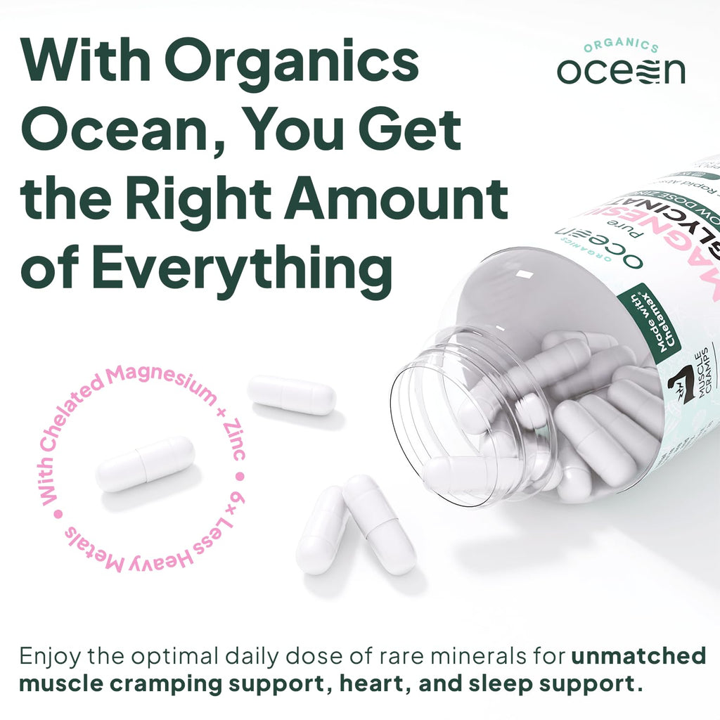 Organics Ocean Magnesium Glycinate with Zinc - Maximum Strength - 6 Bottles