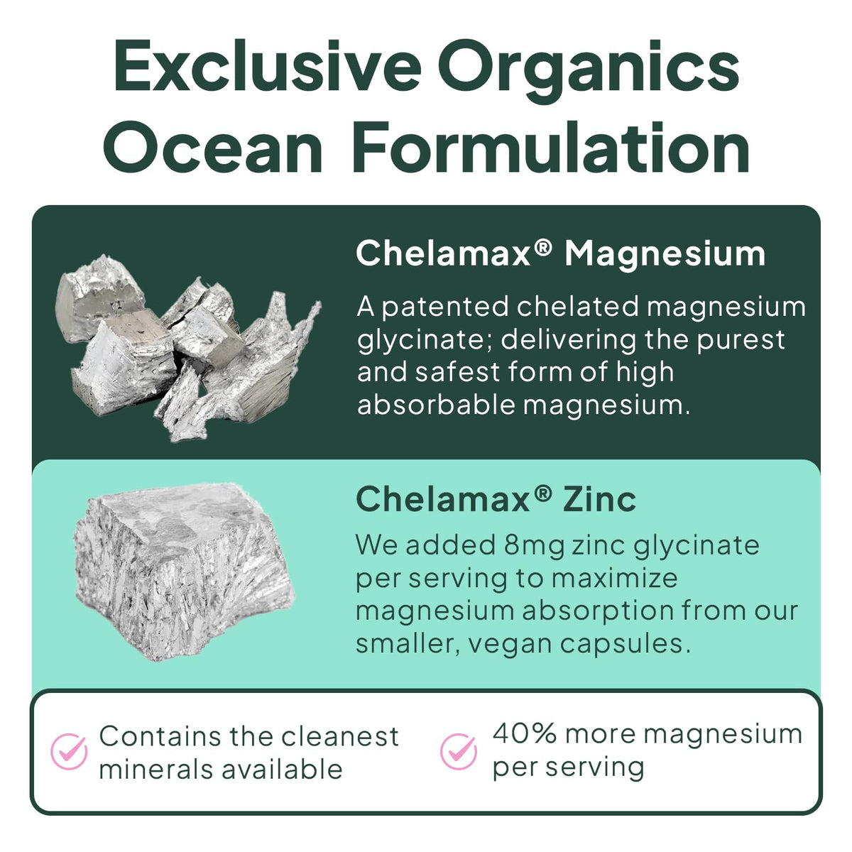 Organics Ocean Magnesium Glycinate with Zinc - Maximum Strength - 6 Bottles