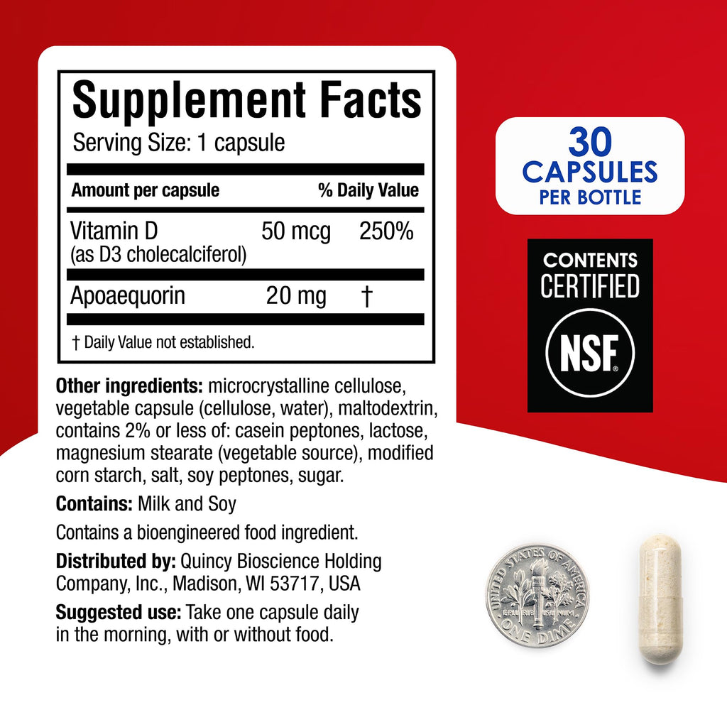Prevagen Extra Strength 30 Capsules (2 Pack) – Apoaequorin 20mg + Vitamin D3 for Brain Support