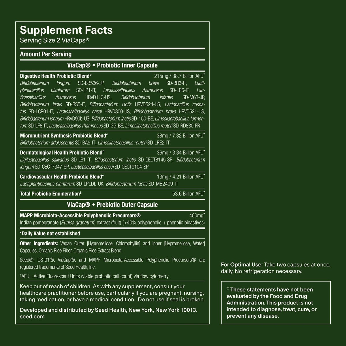 Seed DS-01 Daily Synbiotic - 60 Capsules | Prebiotic + Probiotic for Digestive Health, Immune Support, Bloat Relief