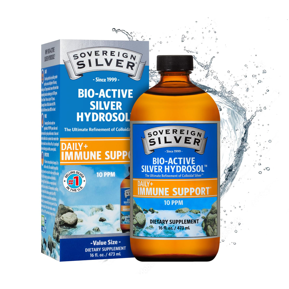 Sovereign Silver Immune Support – Colloidal Silver Hydrosol 10 ppm, 16 fl oz
